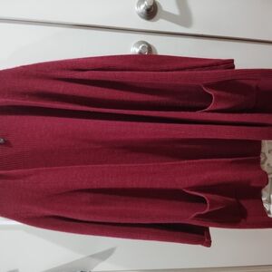 Burgundy Open Front Cardigan